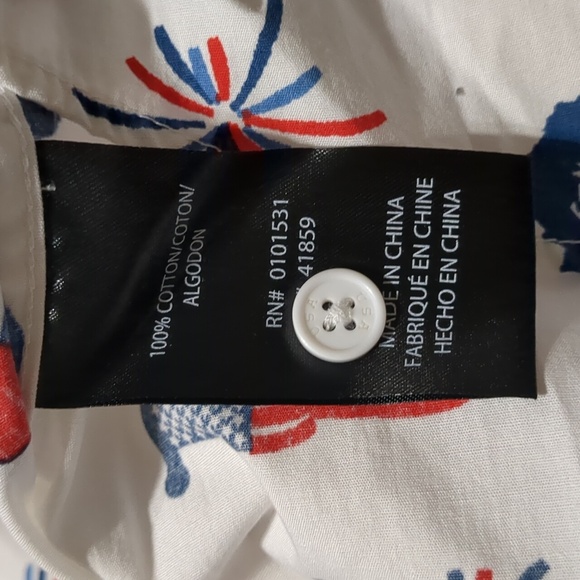 Mad Engine Mens White USA All Over Abe Lincoln Patriotic Button Up Size Large - Picture 6 of 7